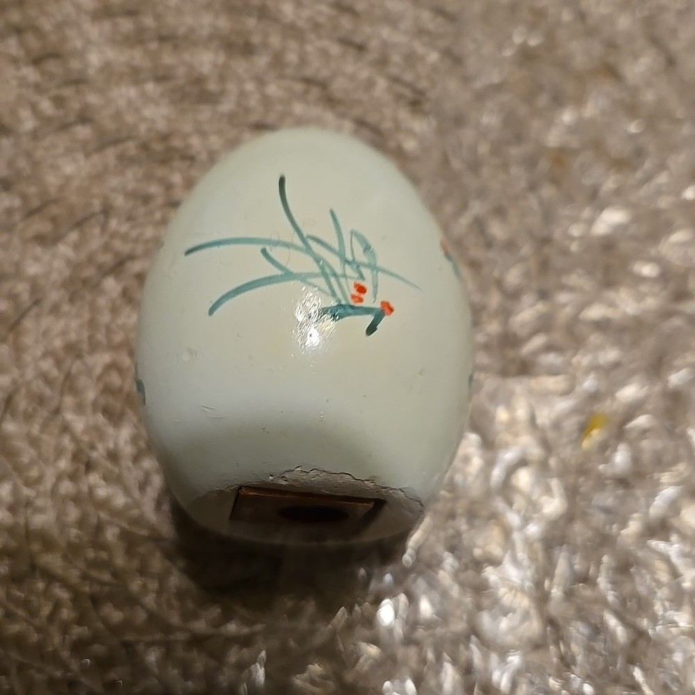 Vintage Chalkware Egg Pencil Sharpener Handpainted Fish Design