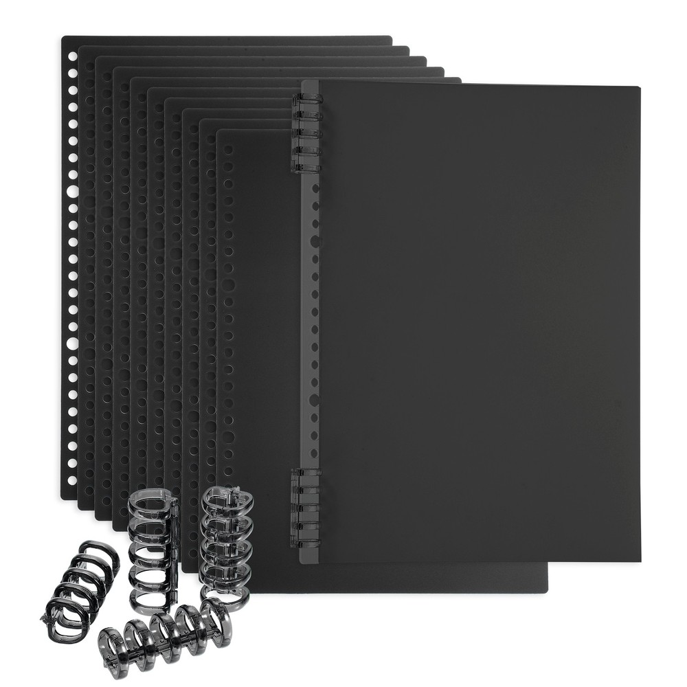 12 Pack B5 22 Mil Plastic Notebook Binder Covers with Binding Comb, Clear Black