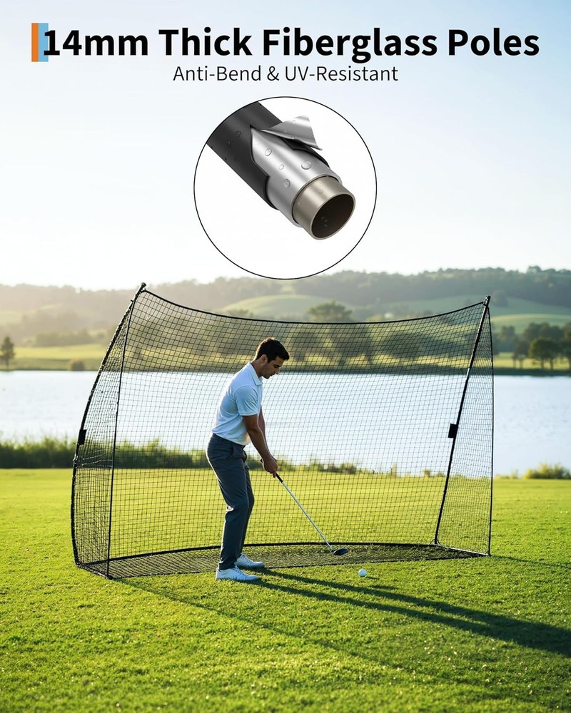 Large 10x7ft Golf Practice Hitting Net Indoor Personal Driving Range Training