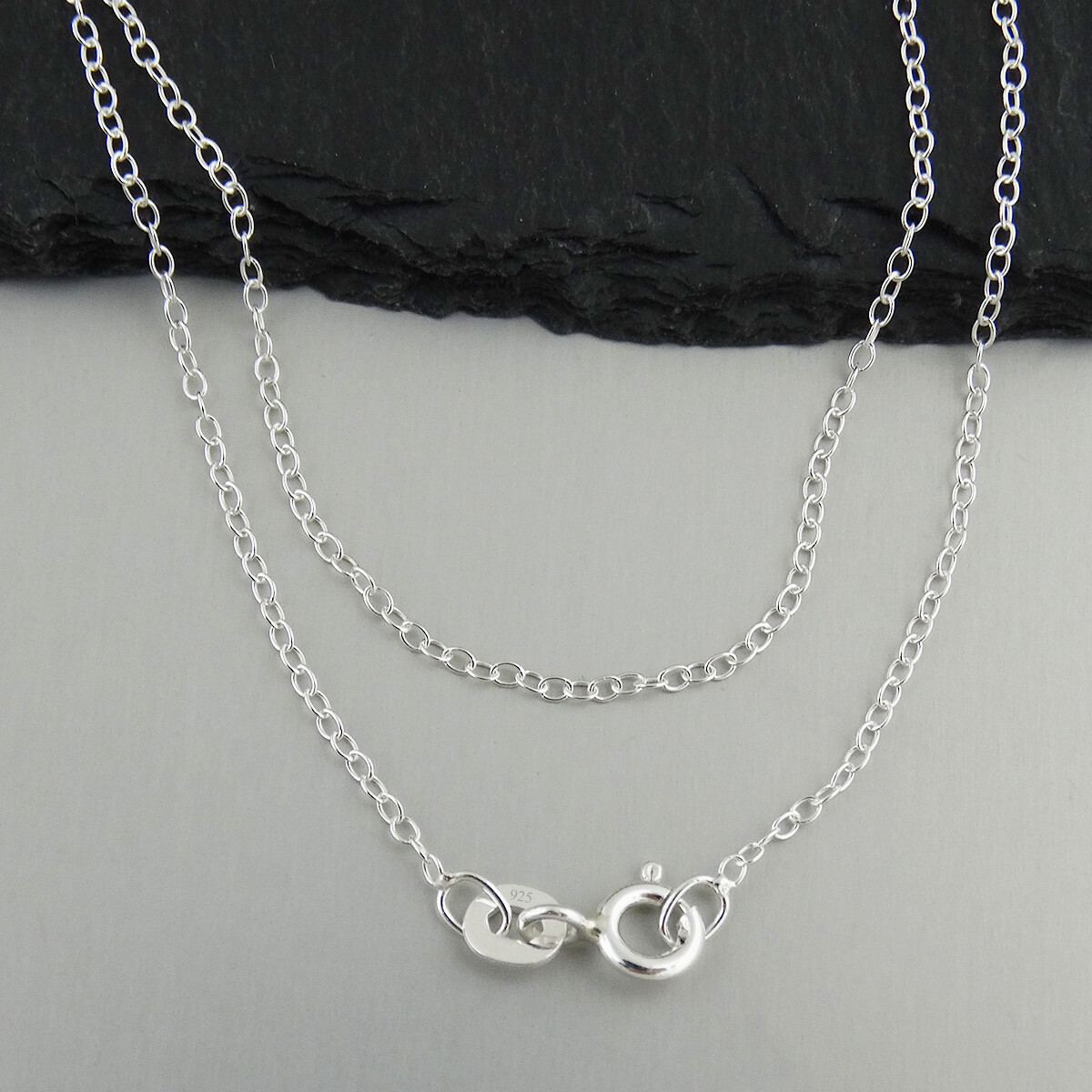 1mm Cable Chain Necklace - 925 Sterling Silver -16", 18", 20" Rolo Dainty Thin