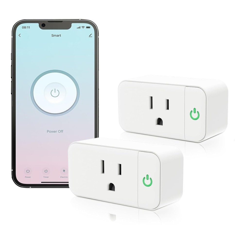 2 Pack Mini Smart Plug, 15A WiFi Outlet with Timer & Group Control