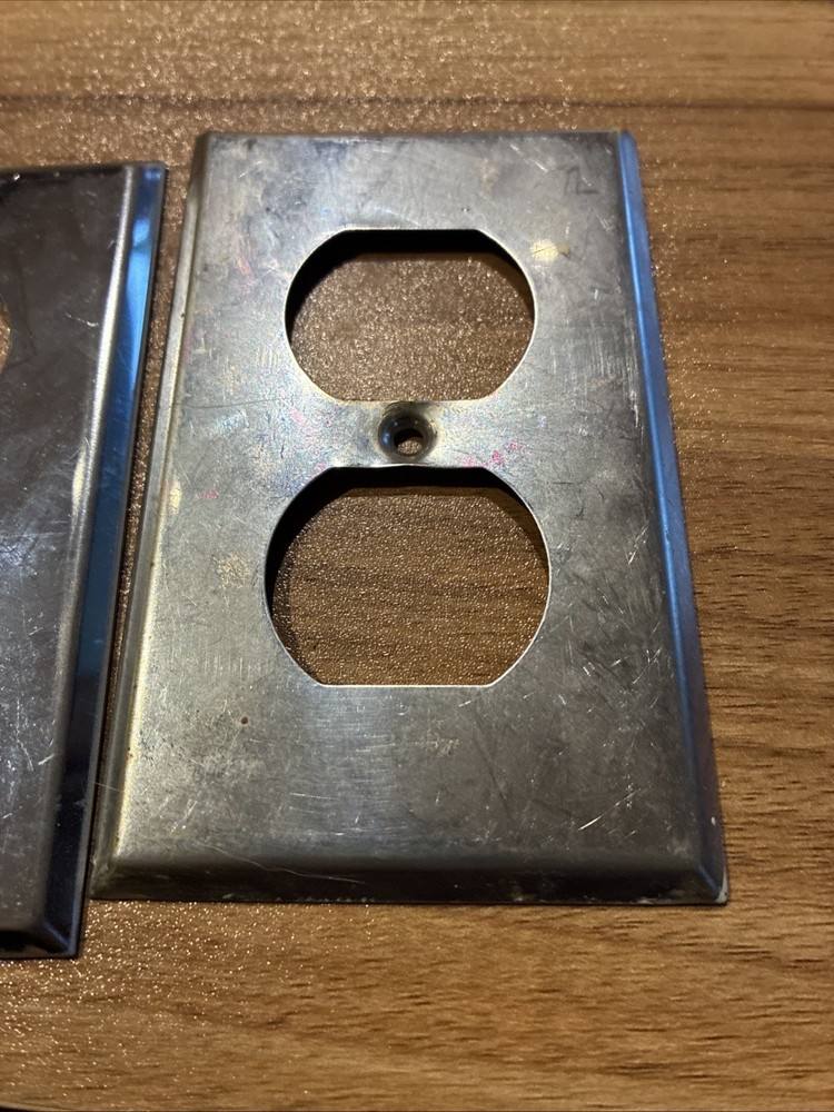2 Vintage Deep Chrome Duplex Wall Plates