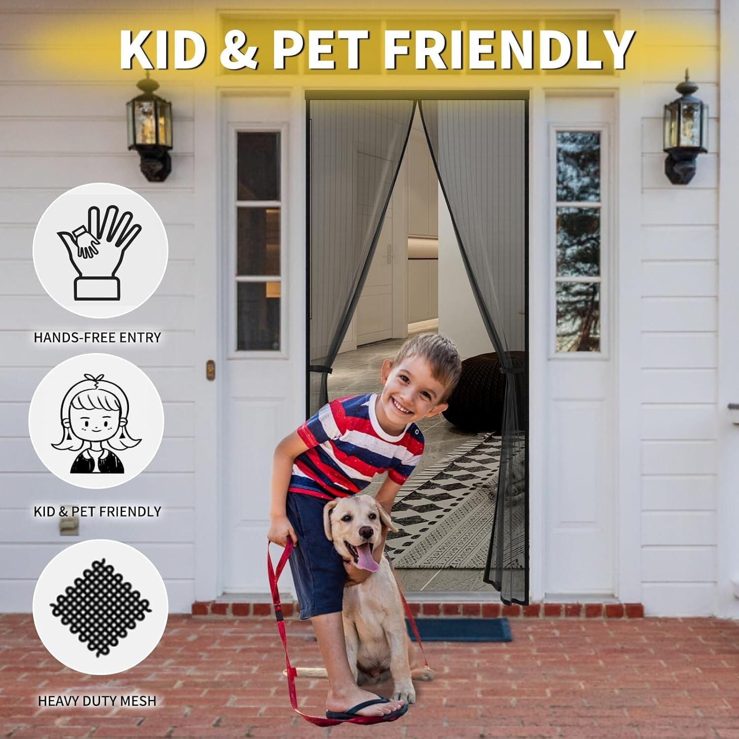 Magnetic Screen Door -Fit for Door Size: 30x80 Inch Keeps Bugs Out Pet Friendly