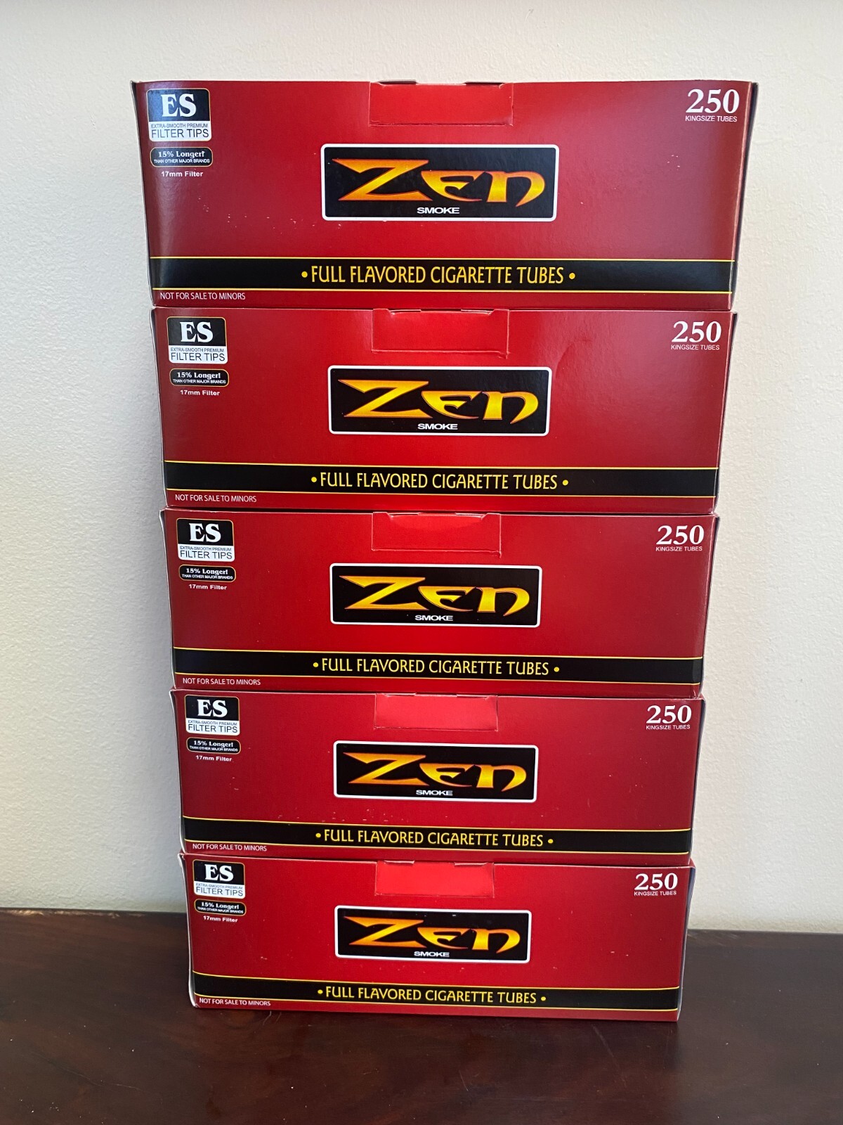 Zen Cigarette Tubes Red Full Regular King Size Tubes 5 Boxes~Ships In Box