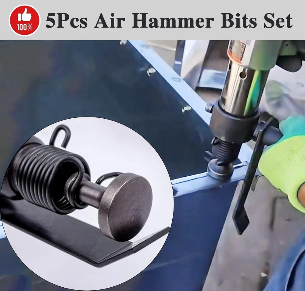 5-Pc Smoothing Air Hammer Bit Set, Extended Pneumatic Chisel Attachments Kit