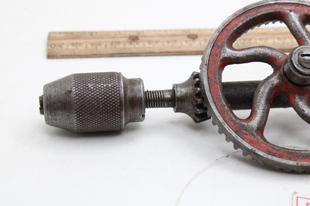 Antique 11" Hand Crank Eggbeater Drill Tool Only