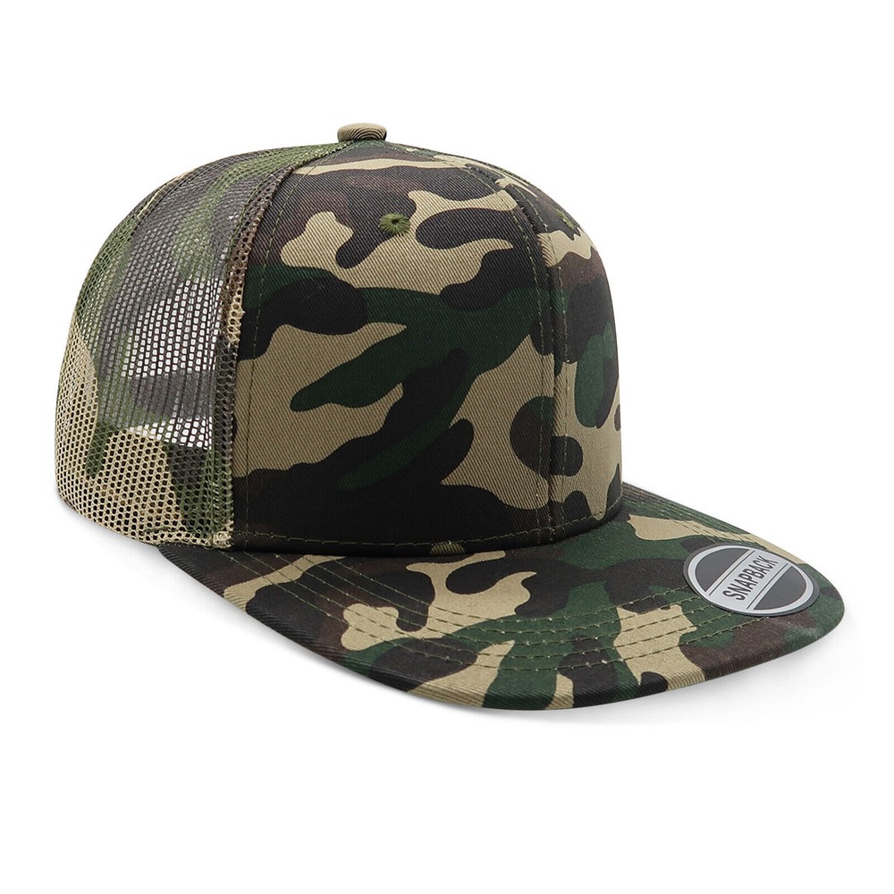 Men Snapback Hat Cotton Mesh Solid Flat Brim Style Baseball Cap Trucker Visor