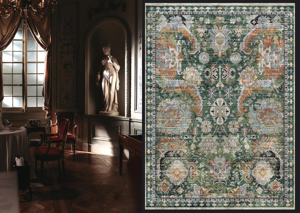 RUGSURE Washable Area Rugs - Perfect 3' x 5' (Rectangular), Green