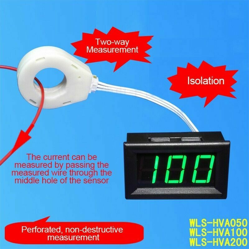 DC 100A Hall Current Voltmeter Isolated 0.56 inch Digital Voltage Current Meter