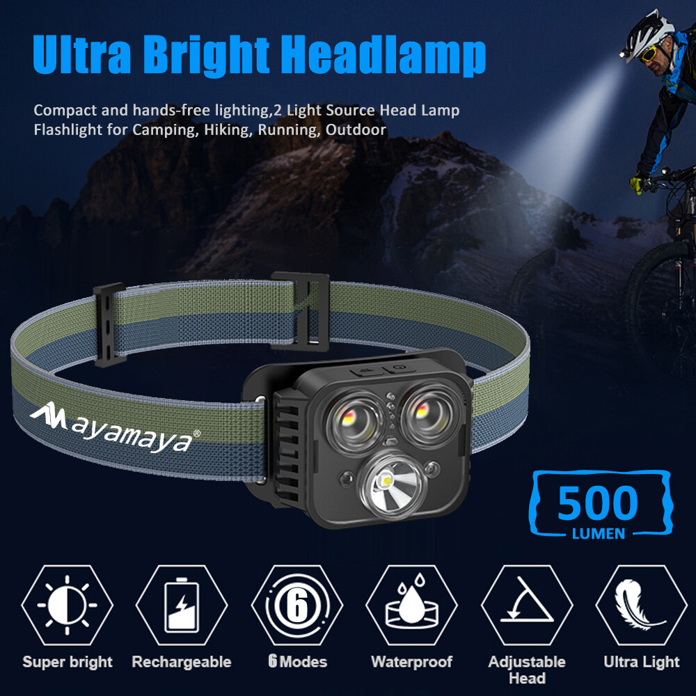 Rechargeable Headlamp LED Headlight Head Torch Work Light Flashlight USB Band