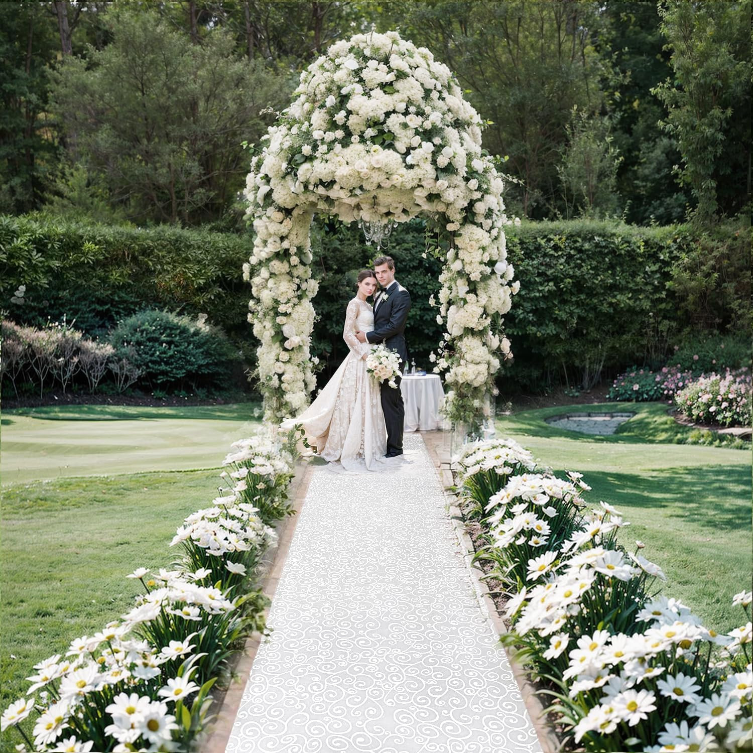 White Wedding Aisle Runner Aisle Runner for Wedding Ceremony Includes Pull Strin
