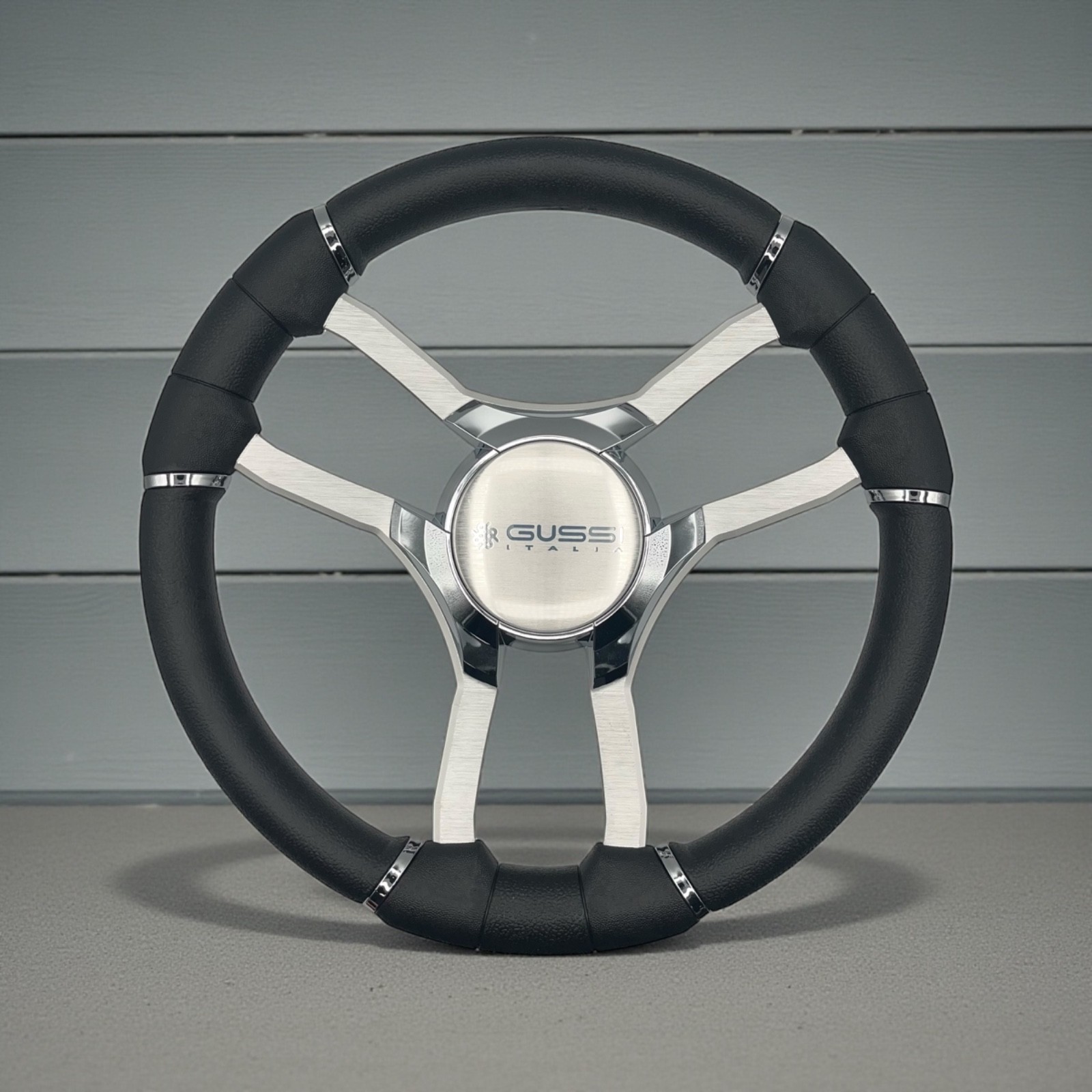 Malera Boat Steering Wheel Brushed Alum Spoke | Gussi Italia Center Cap