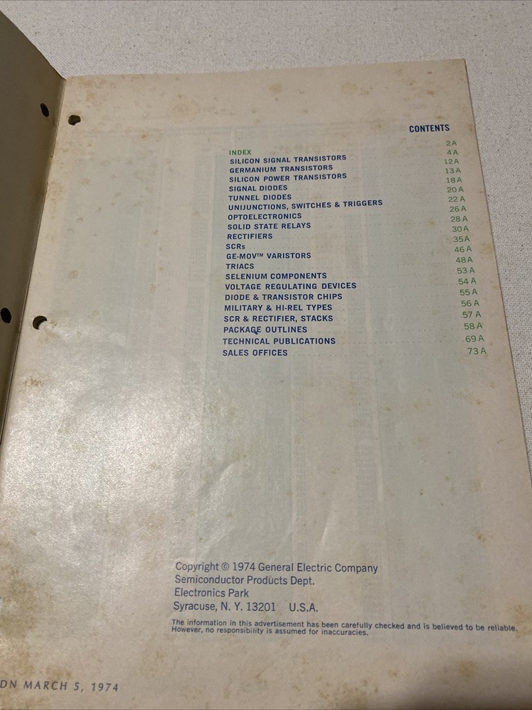 GE SEMICONDUCTOR DATA HANDBOOK 1974 GENERAL ELECTRIC ELECTRONIC TECHNICAL MANUAL