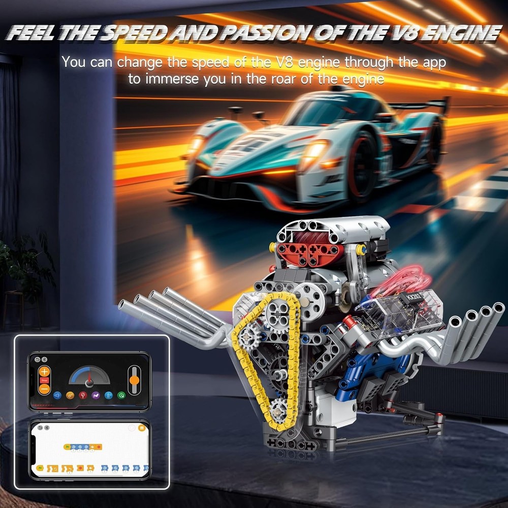 V8 Engine Building Set,Build Your Own Mini Engine That Works, Physical Science E