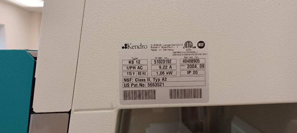 Hera SAFE Kendro KS12 Biosafety Cabinet