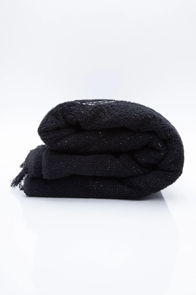CHANEL CC Logo Black Beach Towel