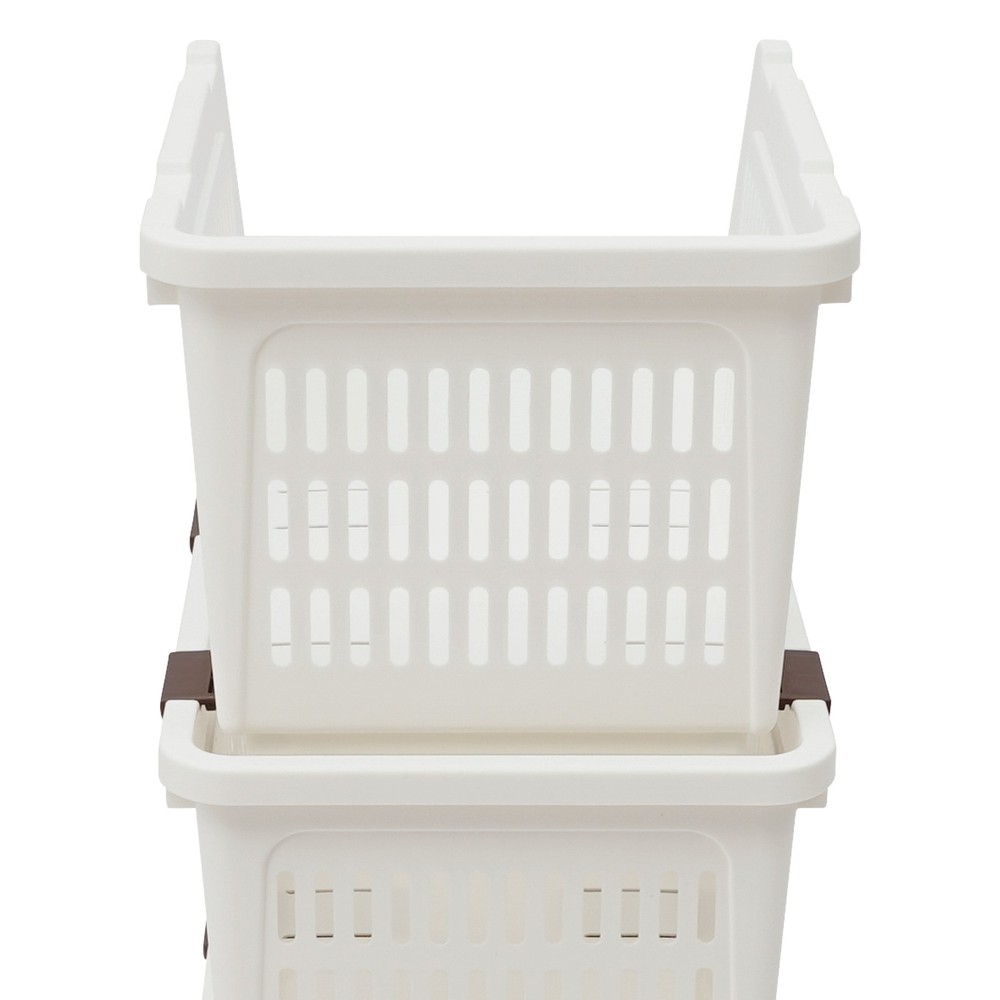 4PCS Stacking Storage Baskets Stackable Organizer Baskets Modern Storage Bins PP