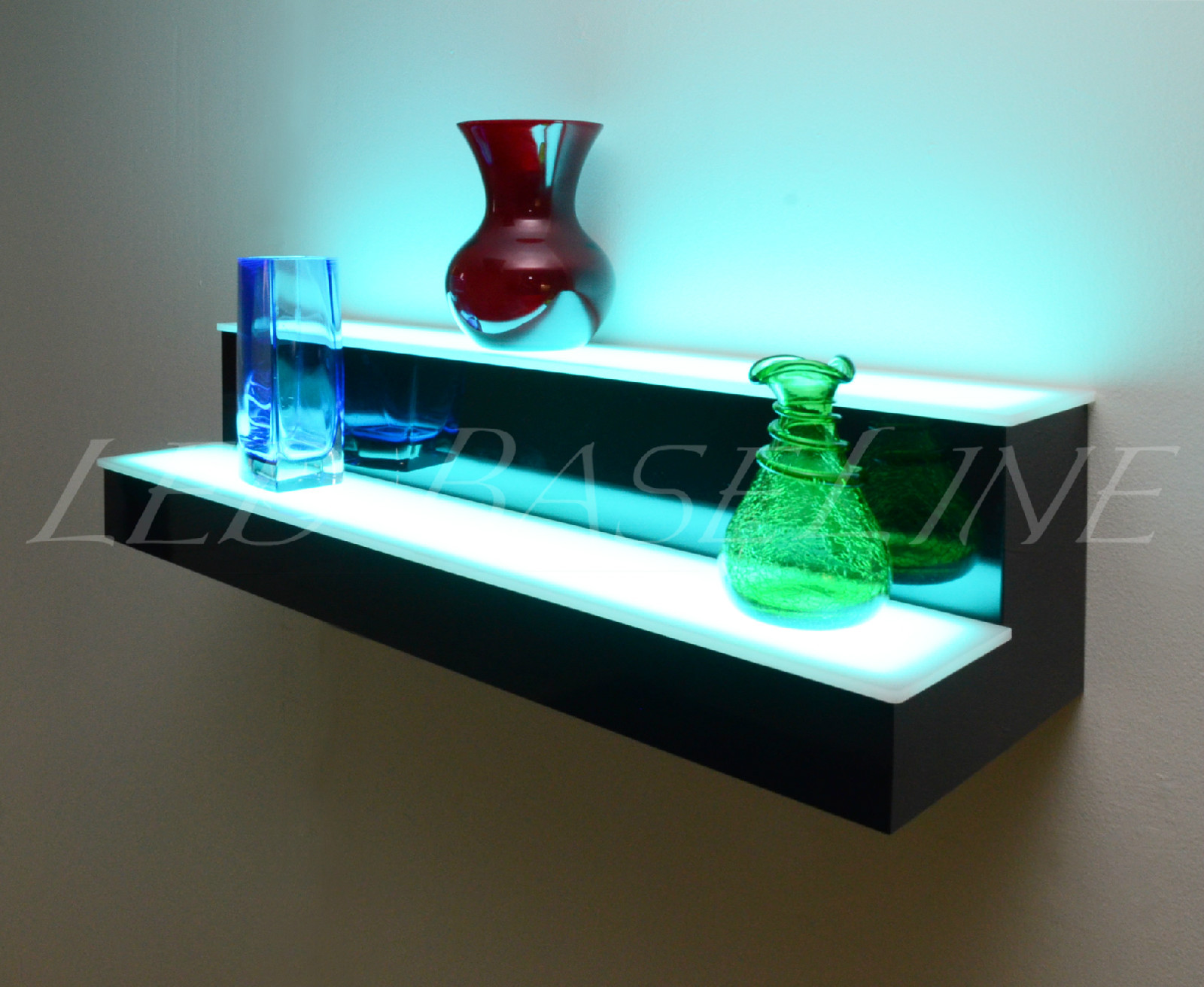 36" LED LIGHTED SHELF, 2 TIER WALL-MOUNTED, Home/Bar Liquor Bottle Display Rack