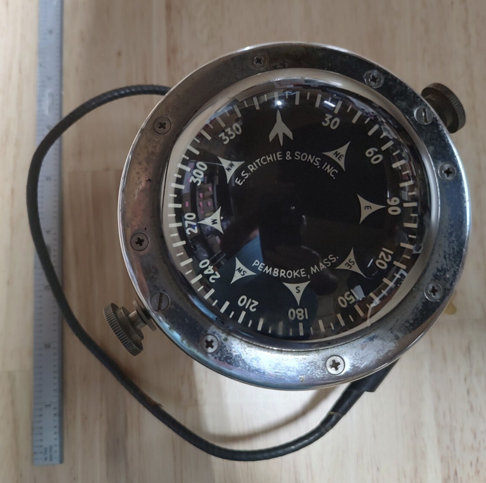 Vintage RITCHIE & SONS Marine Compass With Bracket