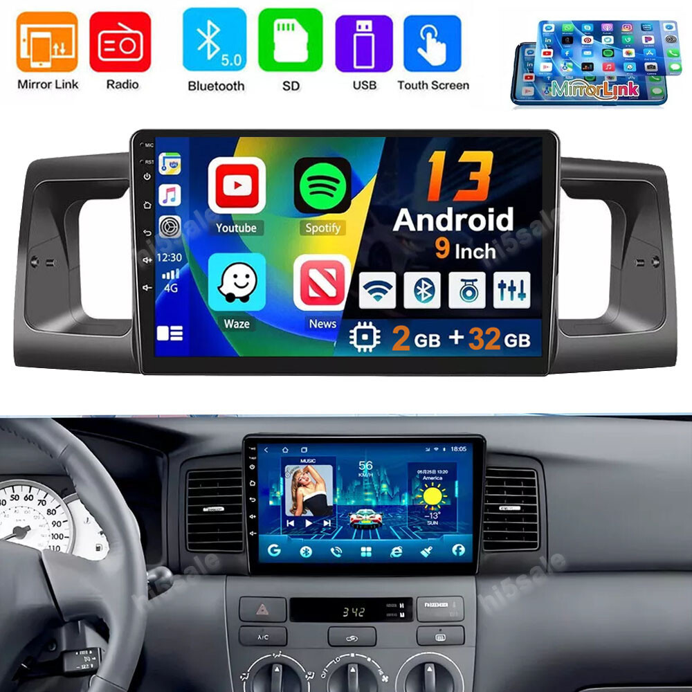 For Toyota Corolla 2003-2008 Android 13 Car Stereo Radio GPS Navi Player WIFI BT