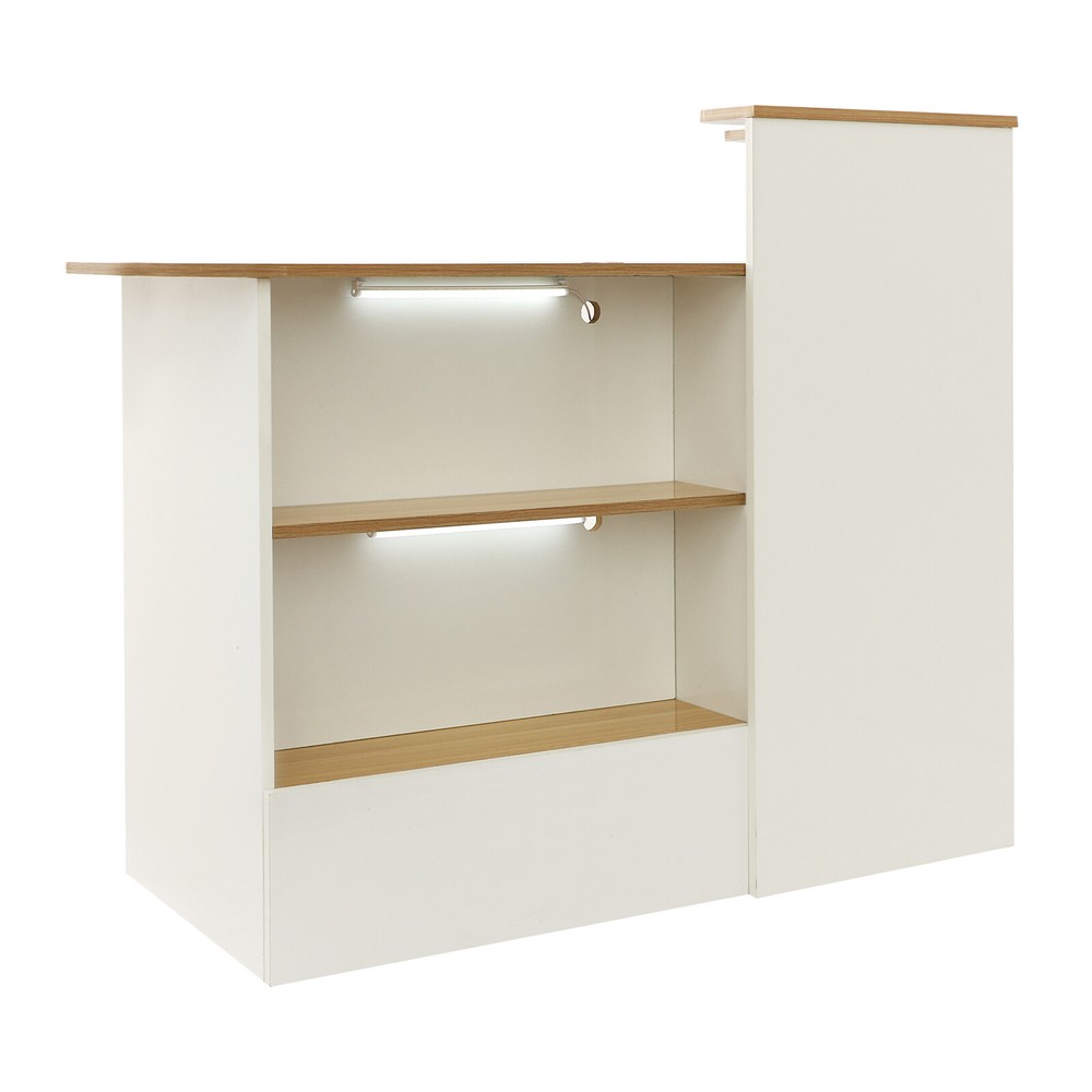 Rectangular Modern Reception Desk Reception Counter Table w/ Lockable Drawer
