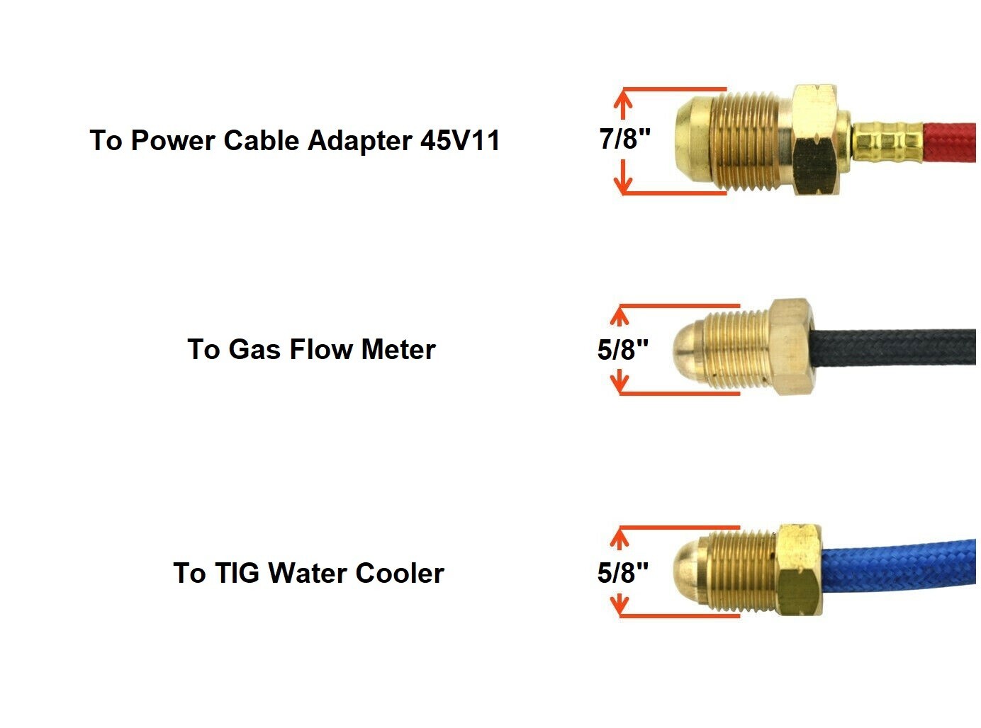 WP20 250 Amp Water Cooled TIG Torch with 25FT 3-Piece Cable with 45V11 Adaptor
