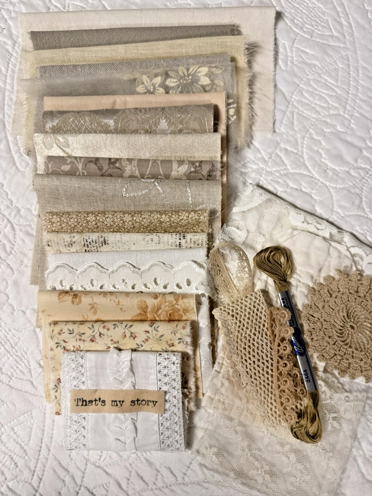 Slow Stitch Maker Neutrals Bundle – Vintage Fabric & Lace