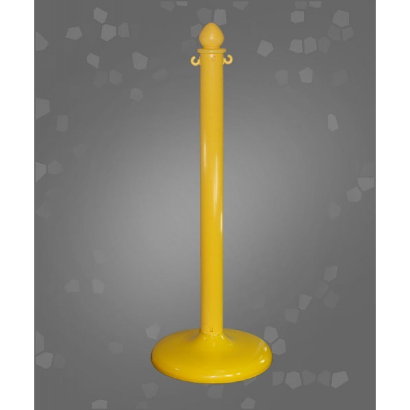 4EA. SOLID YELLOW  PLASTIC FLOOR POST FOR PLASTIC CHAIN.  CROWD CONTROL