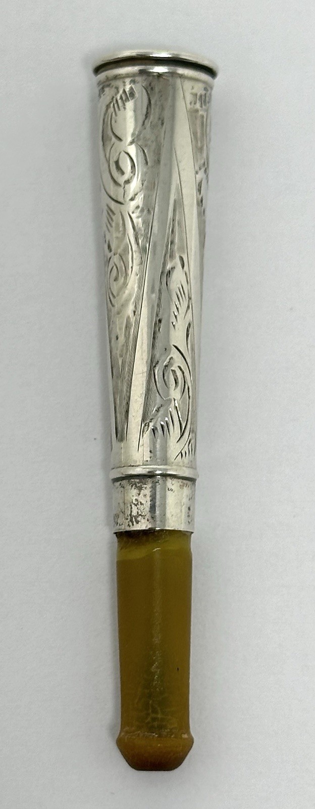 Vintage F.W Francis Webb Silver Cheroot Holder w/Mother of Pearl Cigarette Case