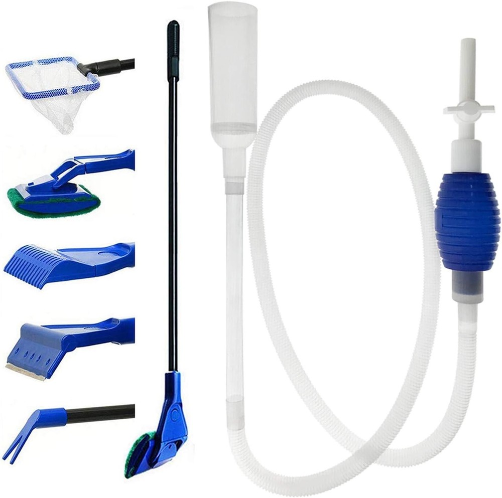 5-in-1 Aquarium Cleaning Tools: Efficient Siphon Vacuum & Algae Scraper