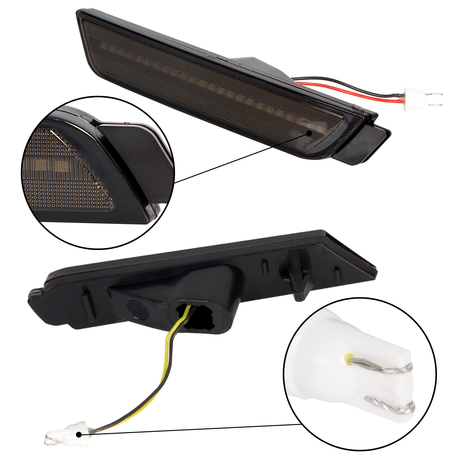 4PCS LED Bumper Side Smoked Marker Light Lamps Set For 2010-2015 Chevy Camaro