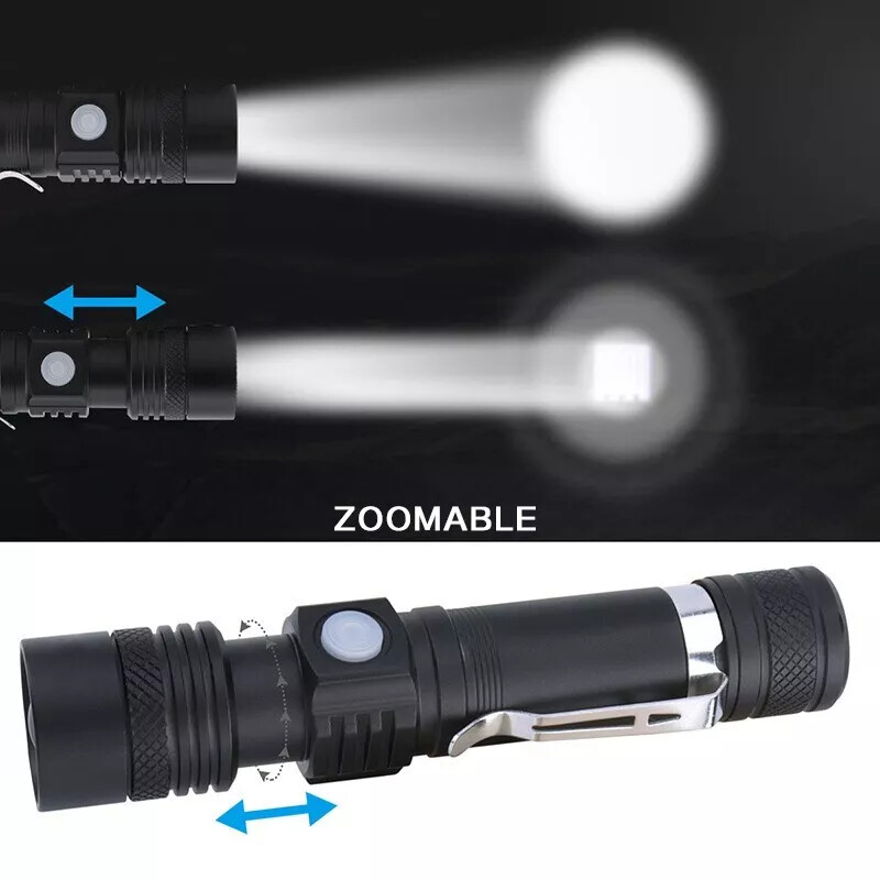 2pcs Chargeable Super Bright LED Tactical Flashlight Zoom Tactical Flashlight US