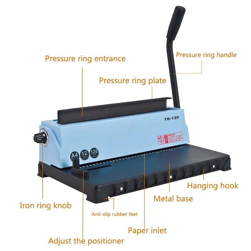 A4 Paper Binder Puncher Machine Binding Machine TD-130 Binding Punching Machine