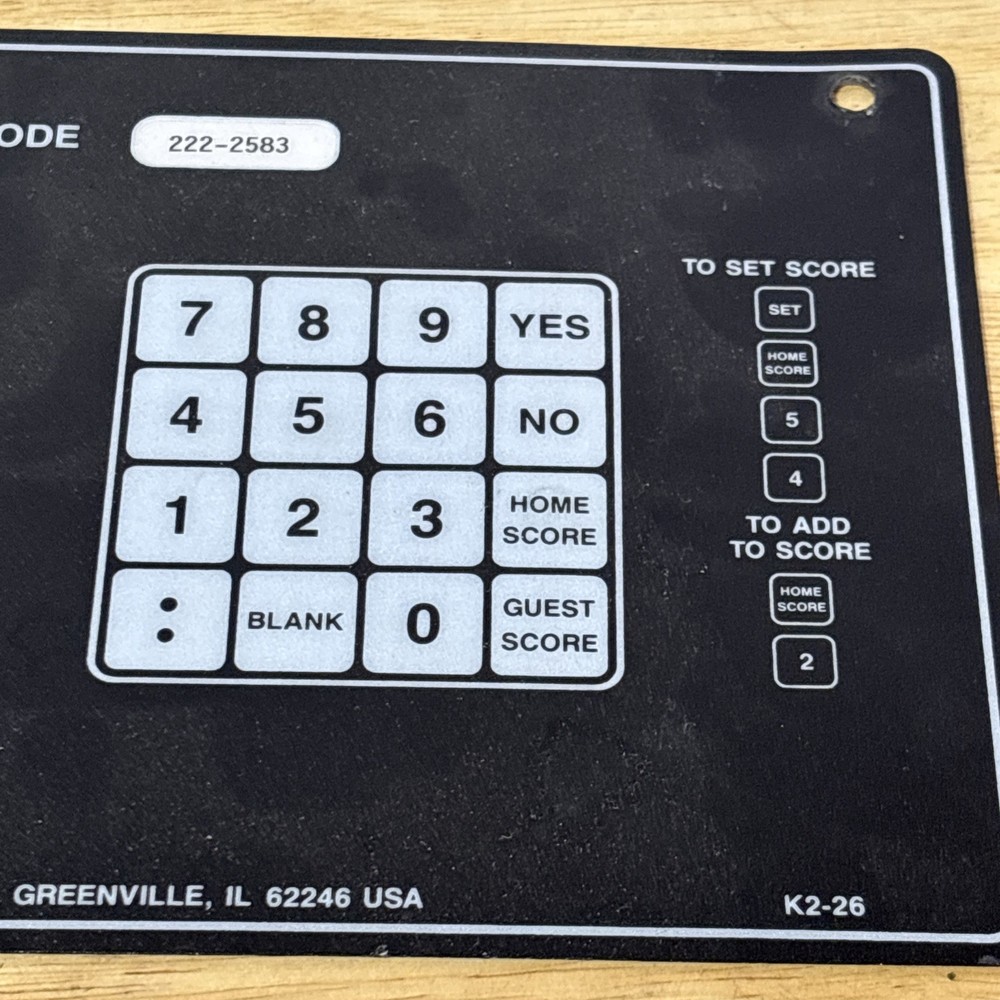 Nevco Scoreboard Controller Operator Wrestling ? Button Overlay Model 222-2583