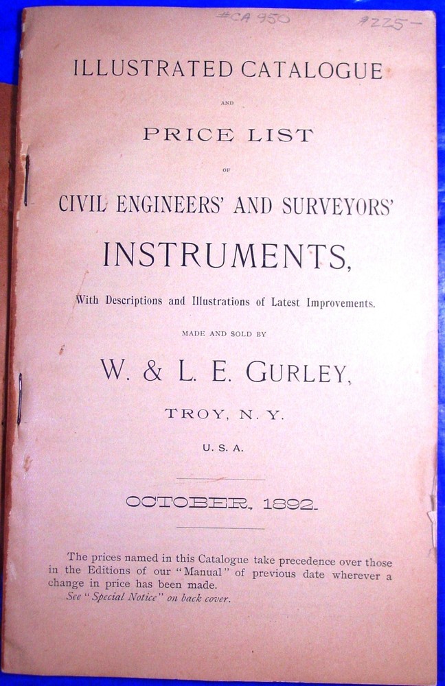 1892 Gurley Surveying & Drafting Insts. Catalog