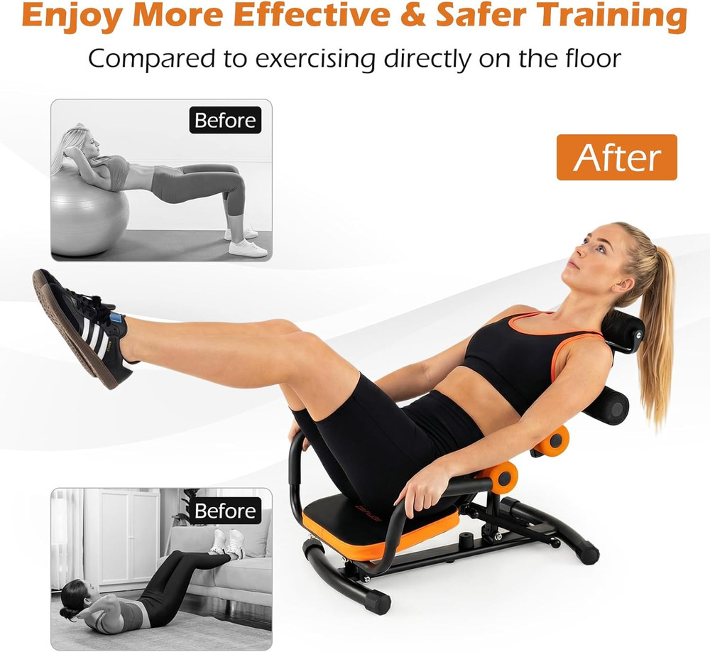 Ab Machine, Core Abdominal Trainer W/ 3-Position Adjustable Backrest, Foam Suppo