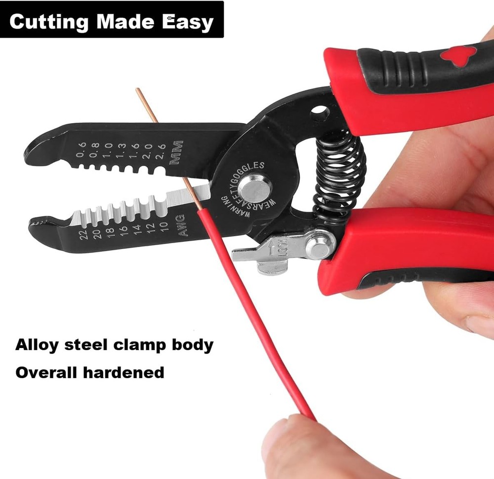 10-22 AWG Wire Stripper Cutter, Multifunctional Multi-Size Wire Stripping Tool,