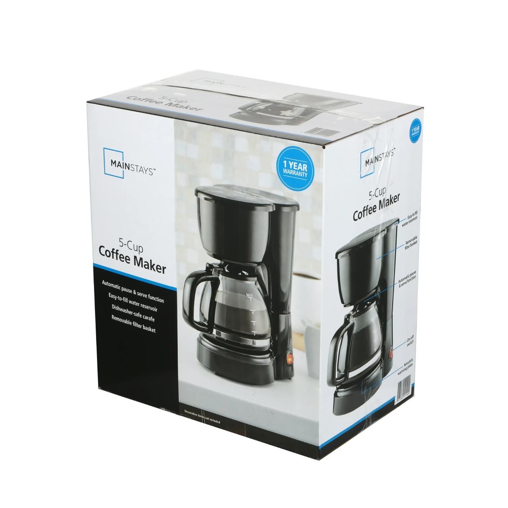 Mainstays 511400 5-Cup Coffee Maker - Black