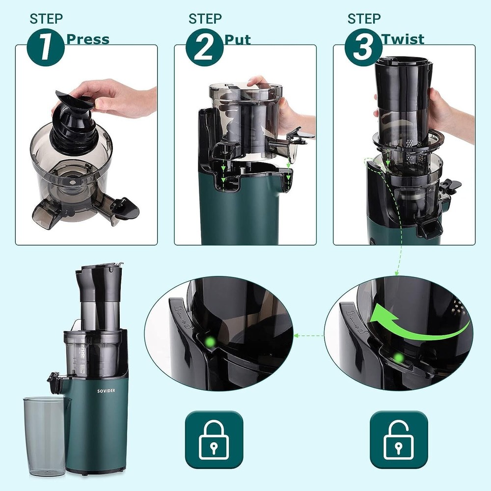 Slow Juicer Machine Masticating Cold Press Juicers Squeezer Vegetable Processor
