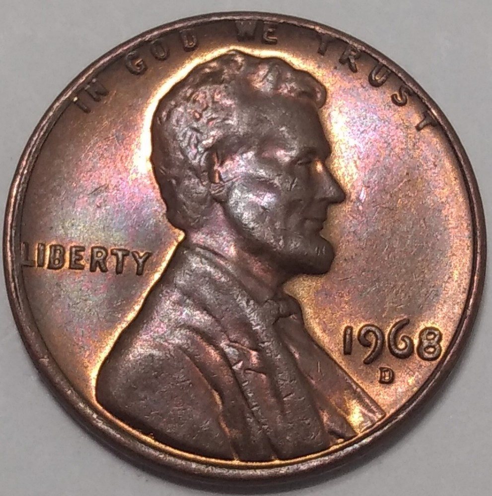 1968-D Mint State BN Lincoln Cent ~ Toned