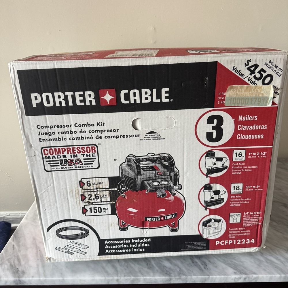 Porter Cable 3-Tool and Compressor Combo Kit (PCFP12234)