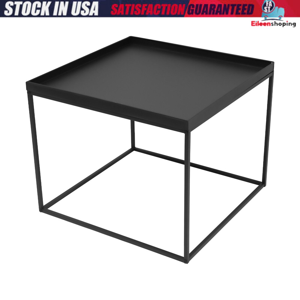 24" Square Table Metal Frame Table Portable Office Side End Table Camping Table