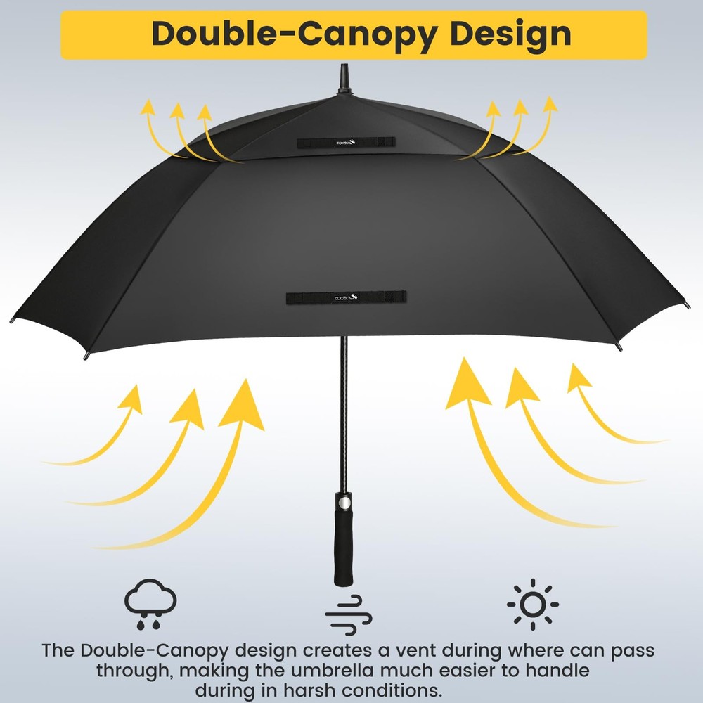 ZOMAKE Extra Large Golf Umbrella 62 Inch Automatic Open Double Canopy Vented