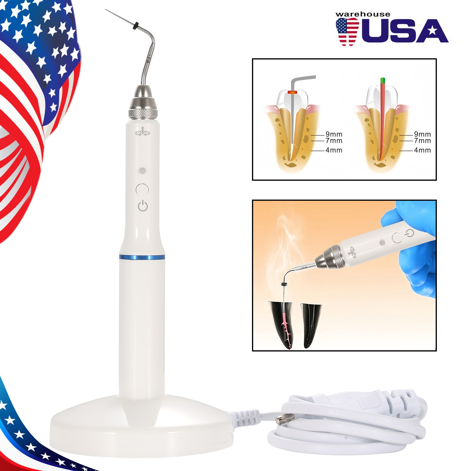 Dental Cordless Gutta Percha Obturation Endo Heated Pen Heating +2* Heated Tips