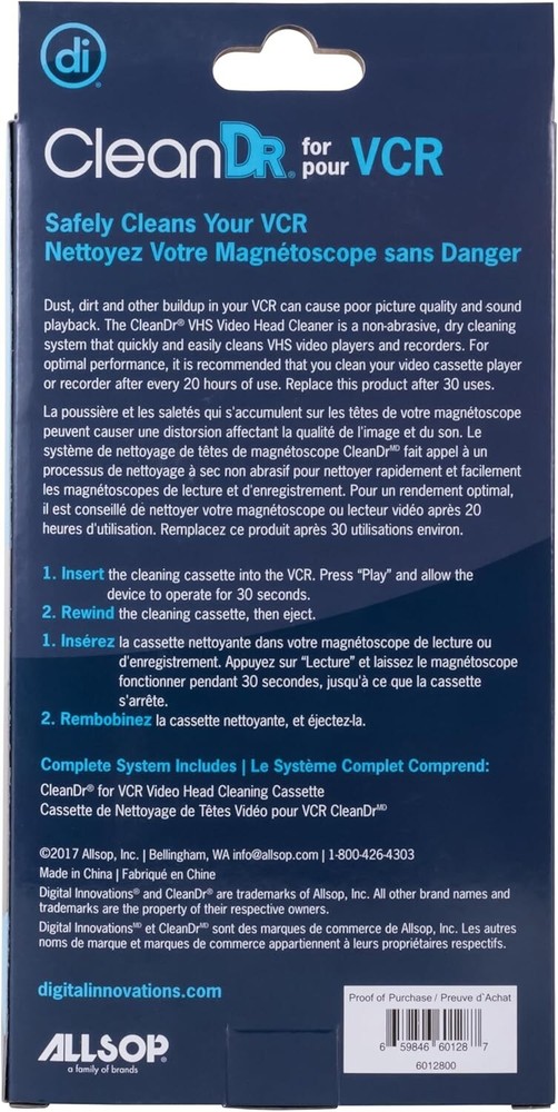 Digital Innovations VHS Cleaner - Dry Technology for Optimal Playback Quality