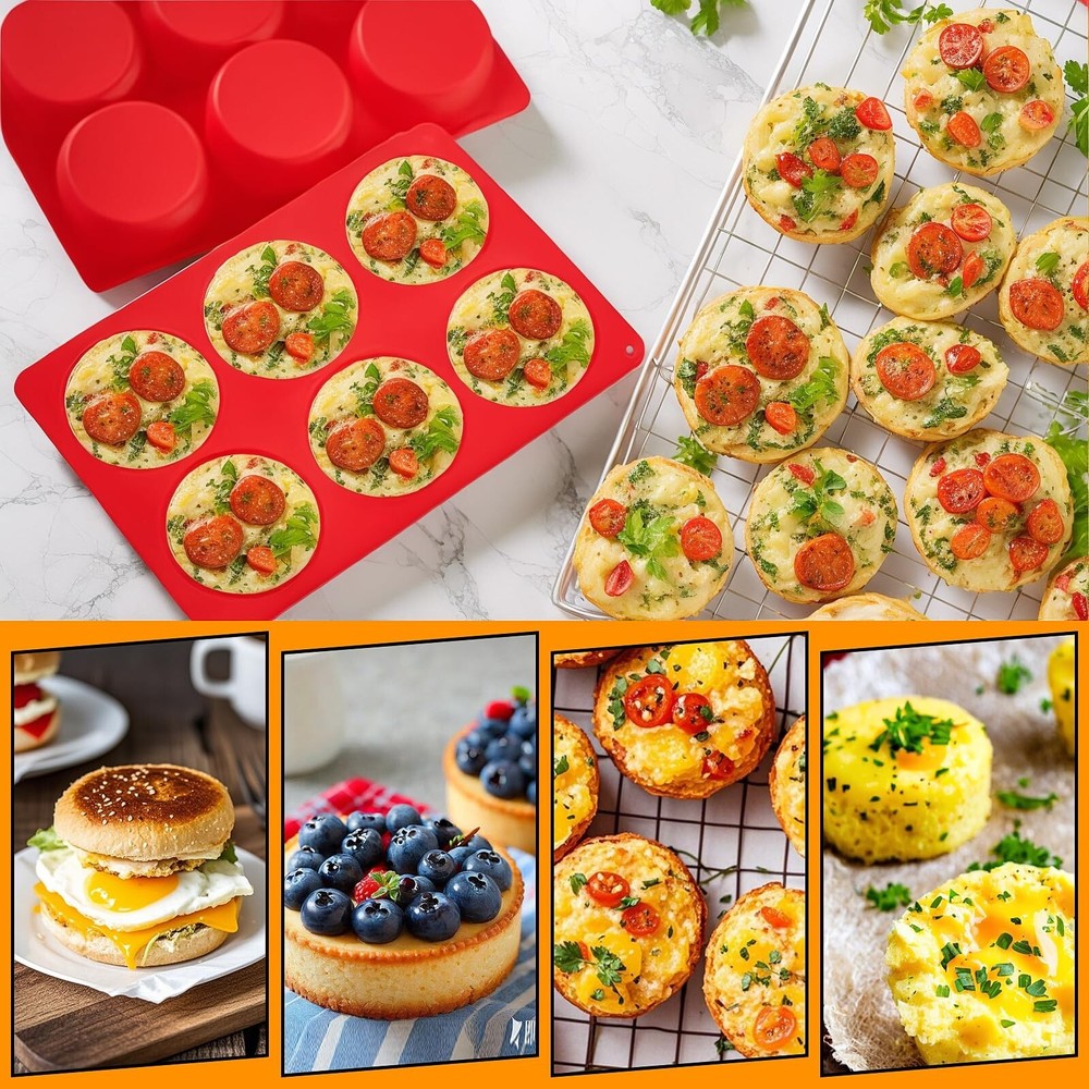Silicone Egg Bite Molds, 2 Pack Silicone Egg Molds Frittata Pan, Deep 3 Inch ...