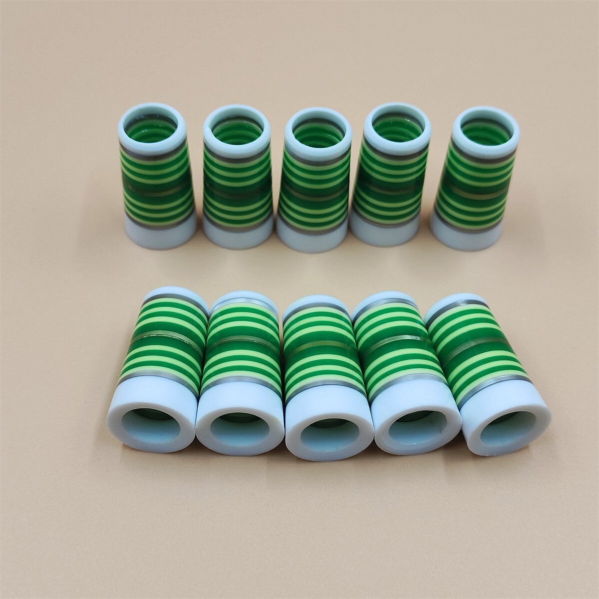 10pcs 9.2*25*13.7mm Green/Yellow  Stripes Golf Iron Ferrules Tip .370 Ferrules