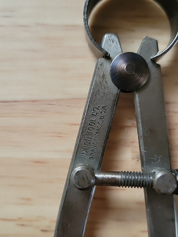 Union Tool Co Inside Caliper 5 inch Compass Machinist Drafting Tool Flat Leg