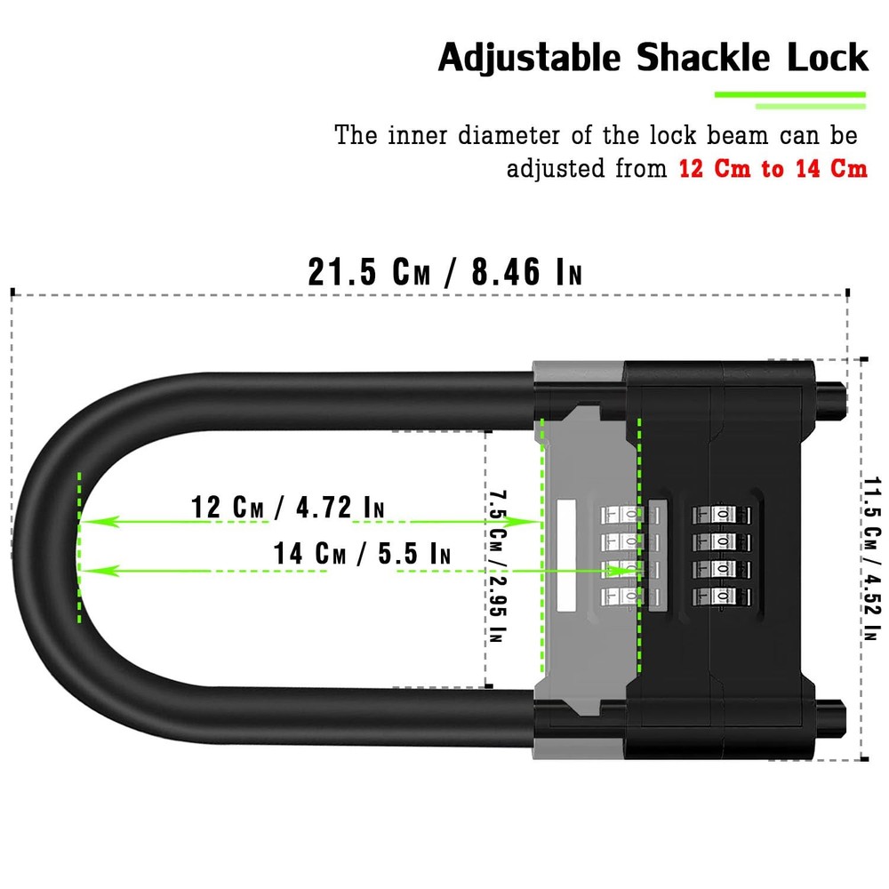 4 Digit Combination Padlock,® Heavy Duty Anti Theft U-Shape Security Code Loc...
