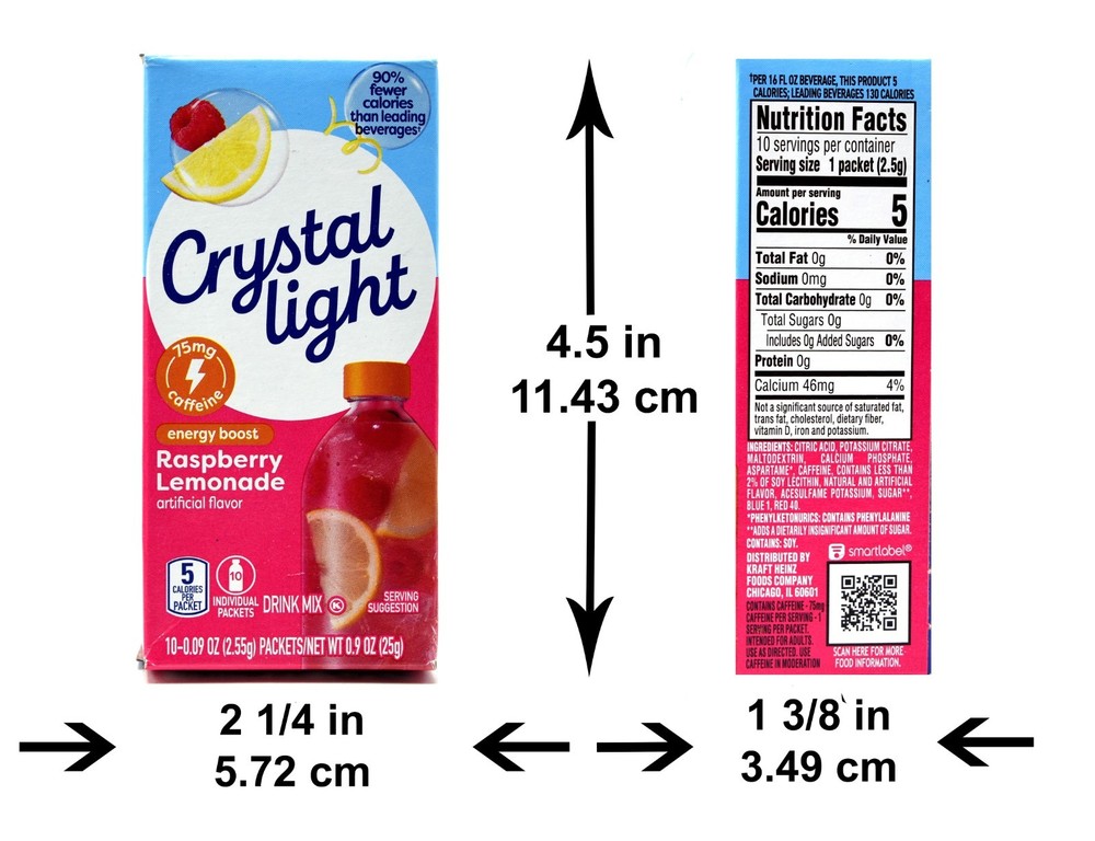 4 10-Packet Boxes Crystal Light Energy Boost Raspberry Lemonade Drink Mix